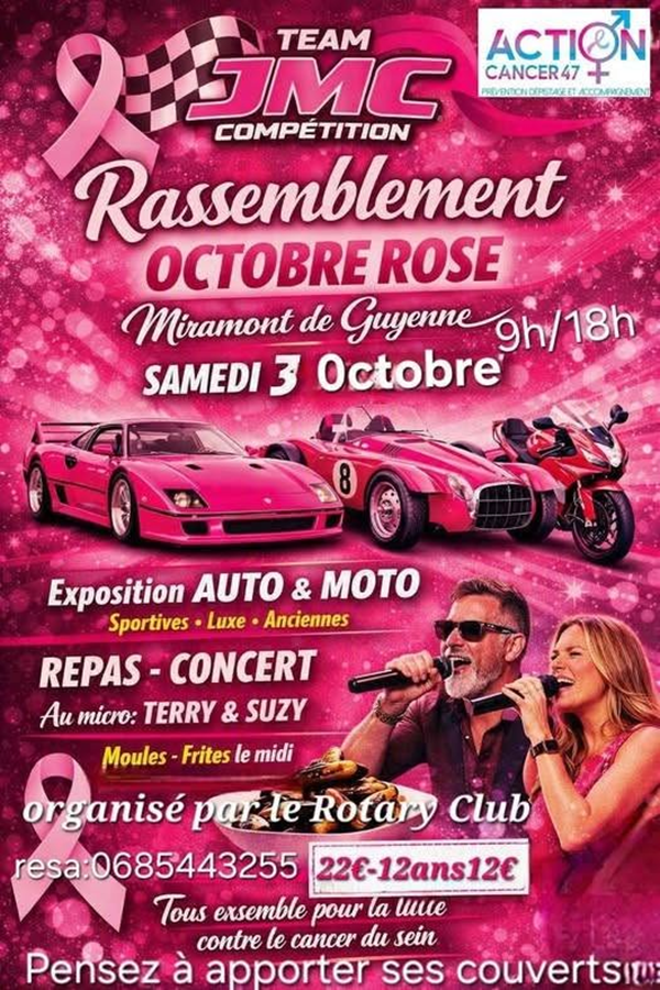 Rassemblement auto-moto et repas concert Octobre Rose