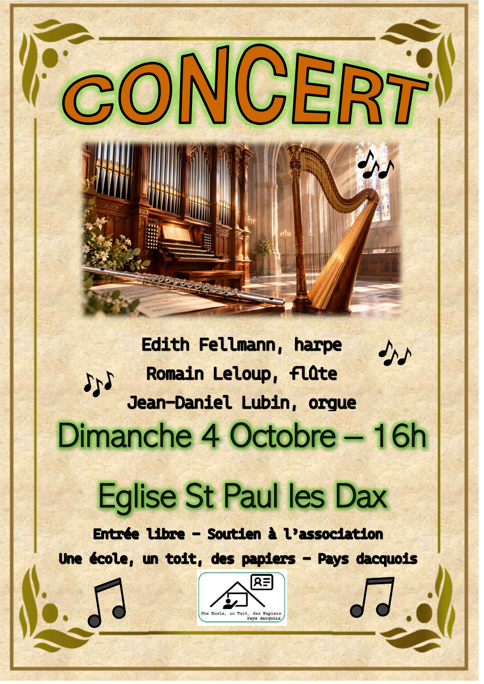 Concert harpe flûte orgue