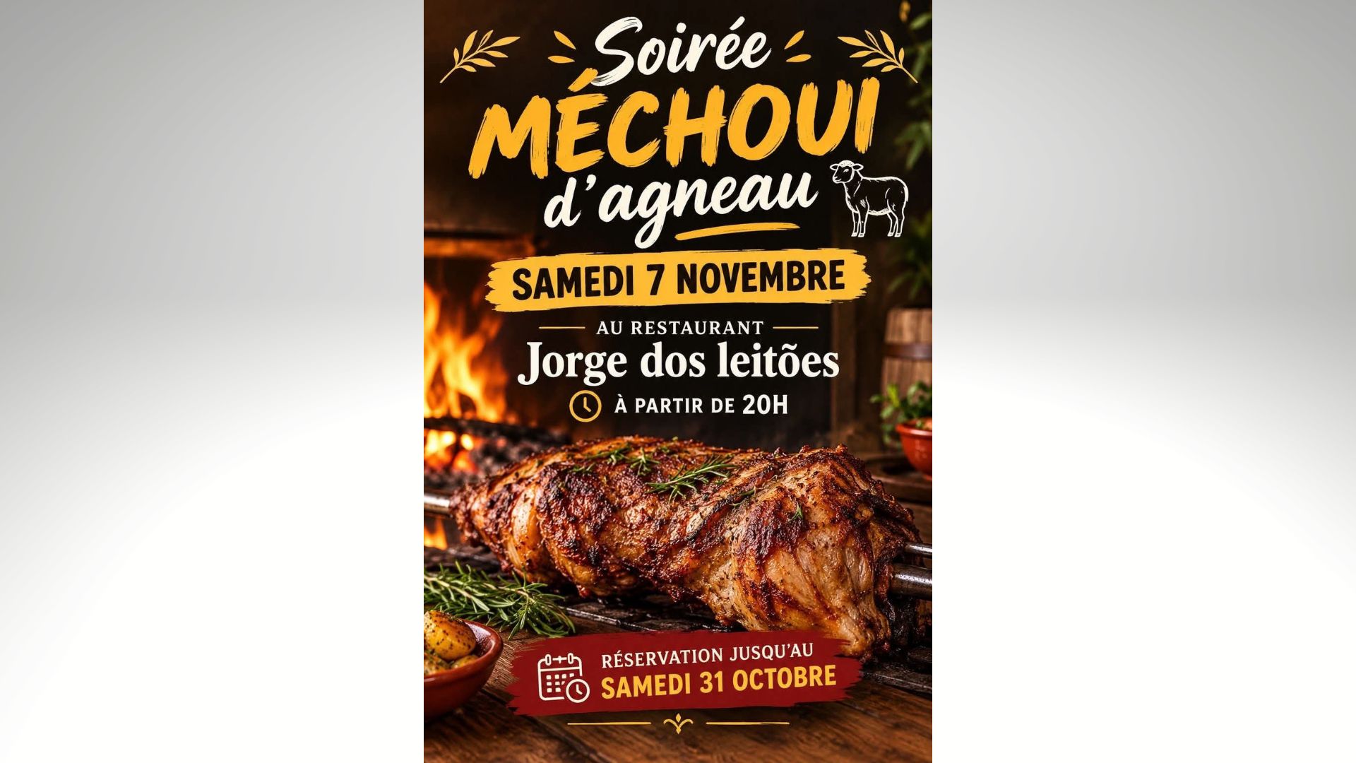 Soirée méchoui d'agneau — Vergt
