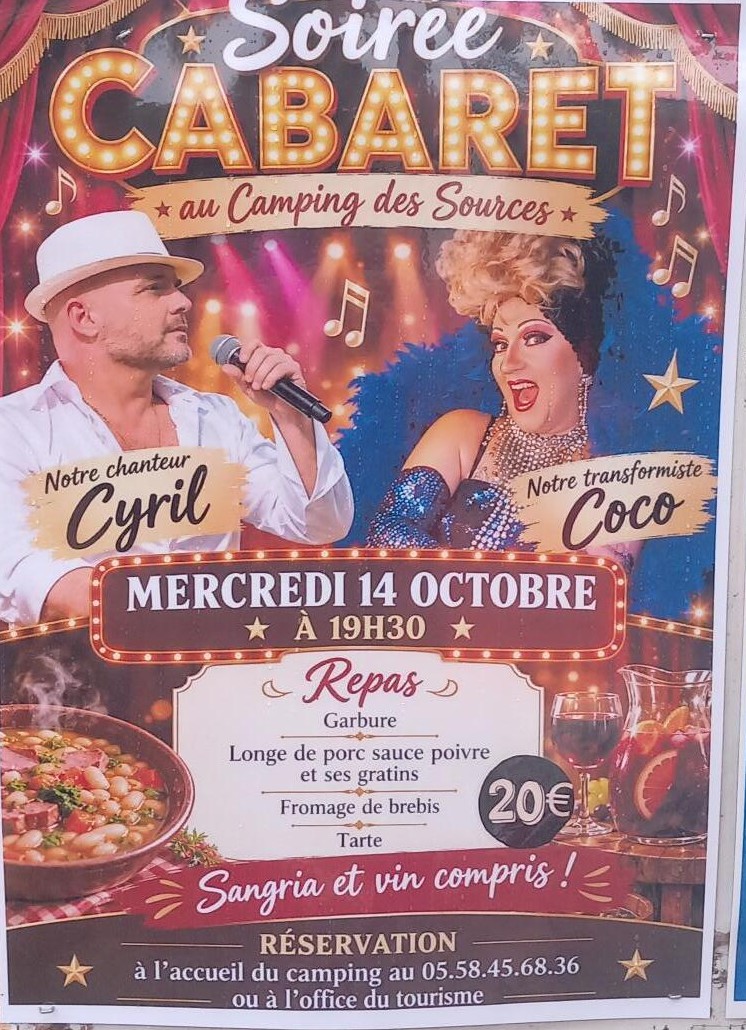 Soirée cabaret au Camping des Sources à Eugénie-les-Bains