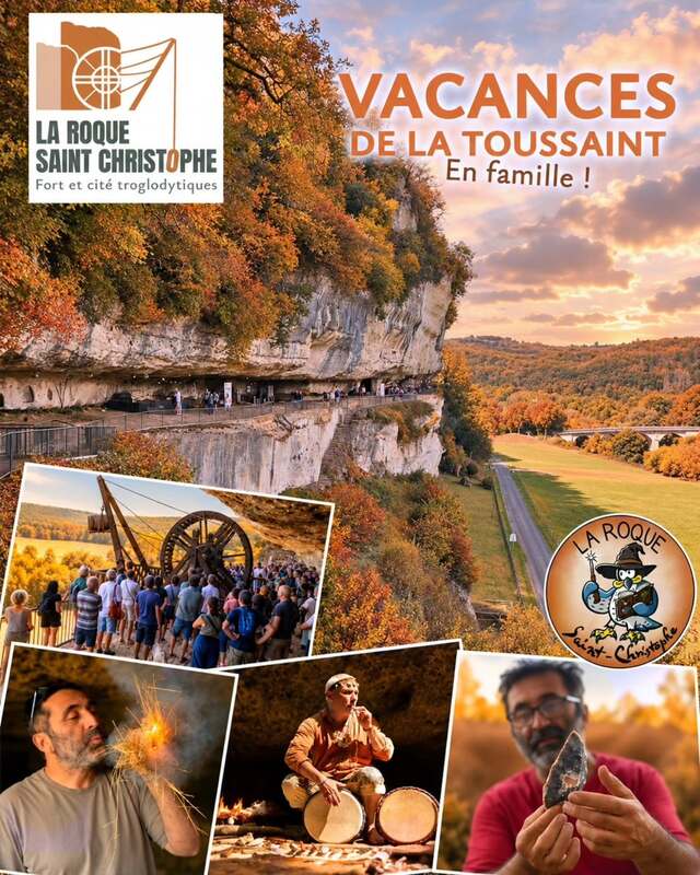 Les vacances d'automne à la Roque Saint-Christophe : musique préhistorique, silex et énigmes au coeur de la falaise — Peyzac-le-Moustier