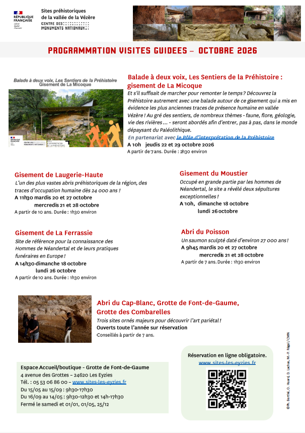 Les vacances d'automne sur les Sites préhistoriques de la vallée de la Vézère