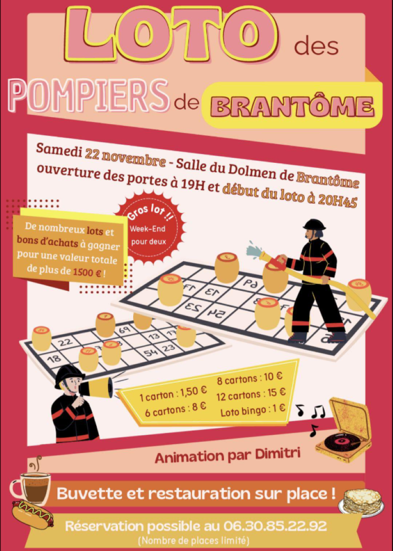 Loto des pompiers de Brantôme Loto des pompiers de Brantôme
