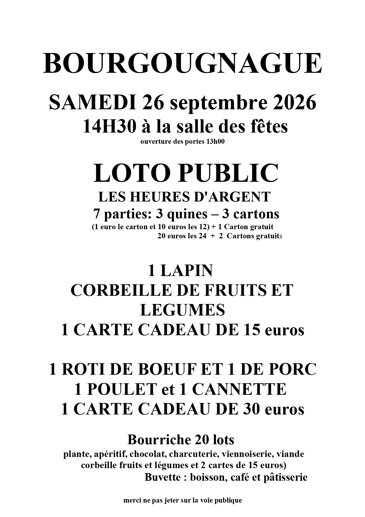 Grand loto du club les Heures d'argent