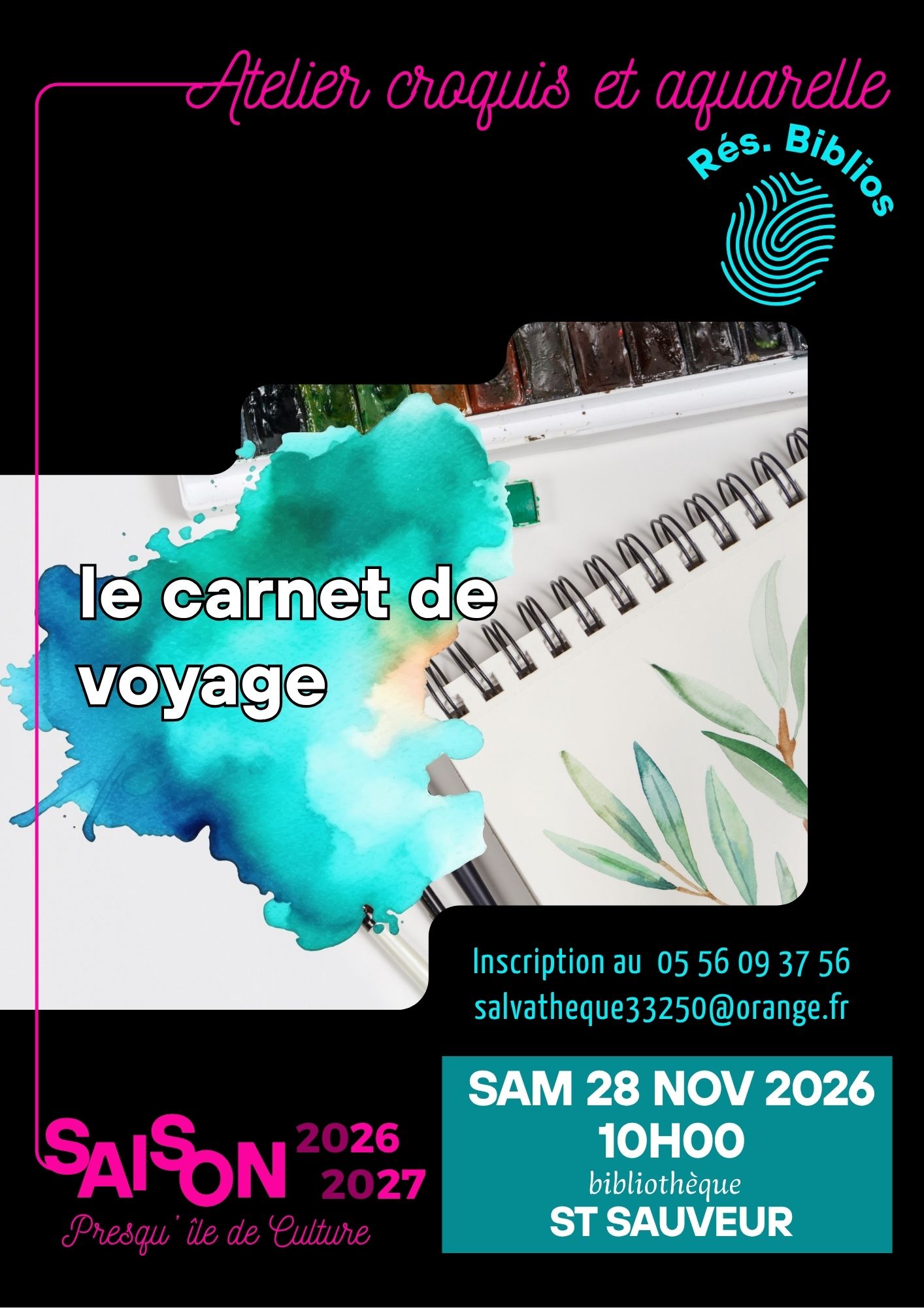 Atelier croquis et aquarelle : carnet de voyage