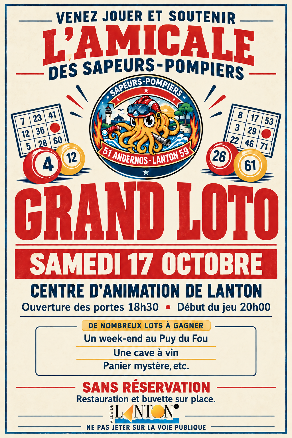 Grand Loto de l&rsquo; Amicale des Sapeurs- Pompiers