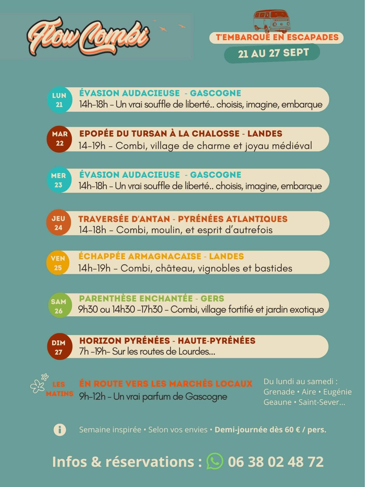 Excursions avec Flow Combi