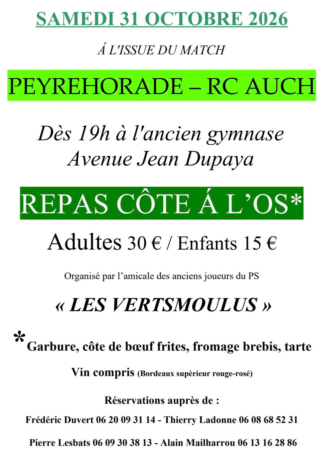 Repas Côte à l'os