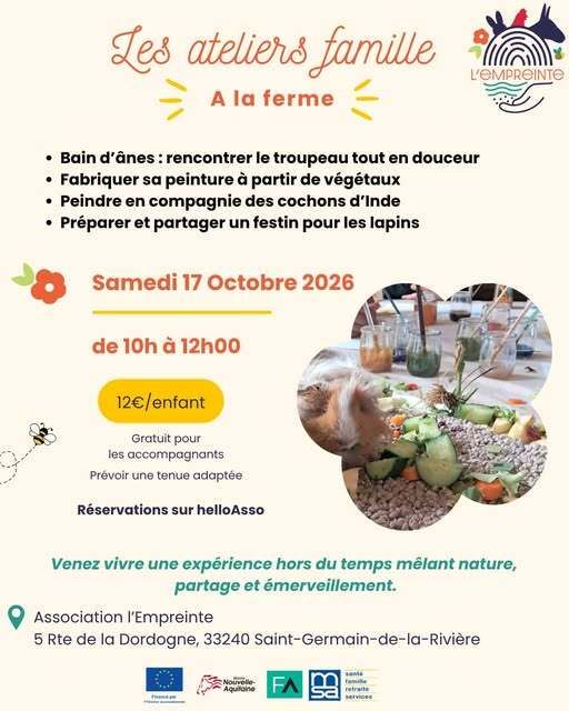 "Les ateliers famille" de la ferme pédagogique l'Empreinte