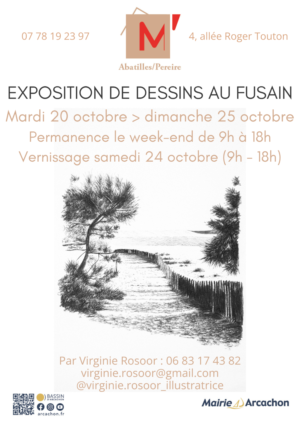 Exposition de dessins au fusain par Virginie Rosoor – M&rsquo; Les Abatilles / Pereire