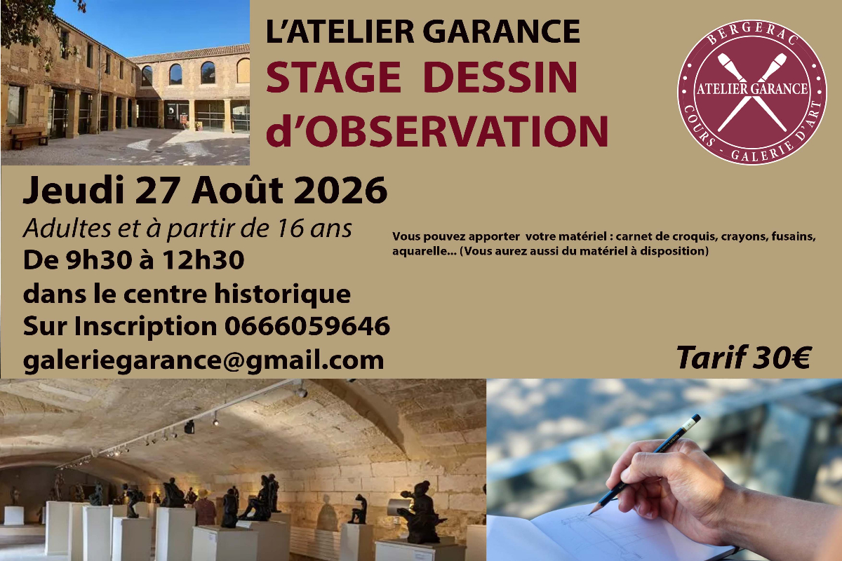 Stage dessin d'observation