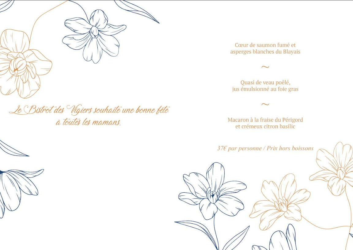 Menu spécial Fête des Mères | Bistrot des Vigiers