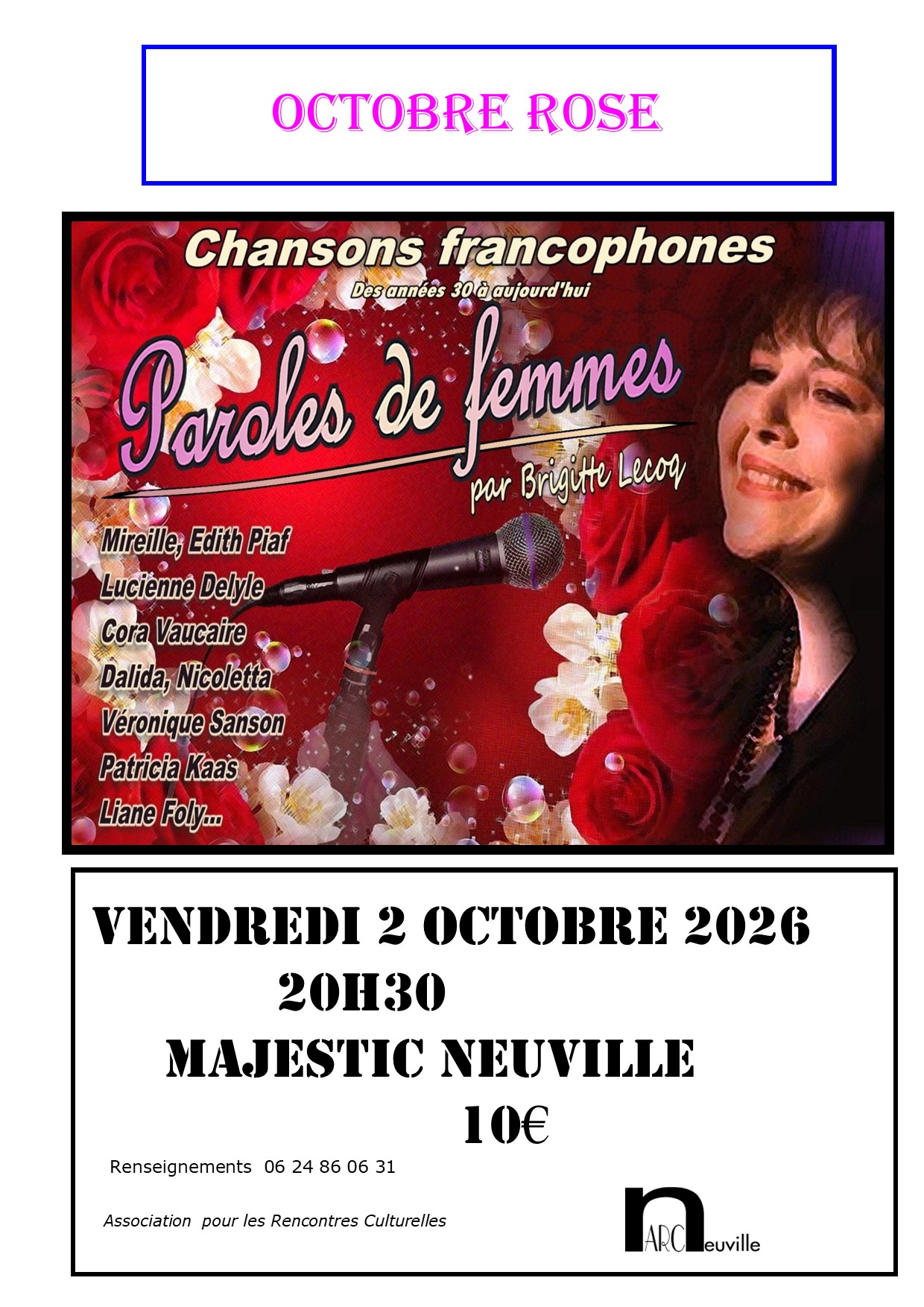 Octobre Rose : Paroles de Femmes – chansons francophones