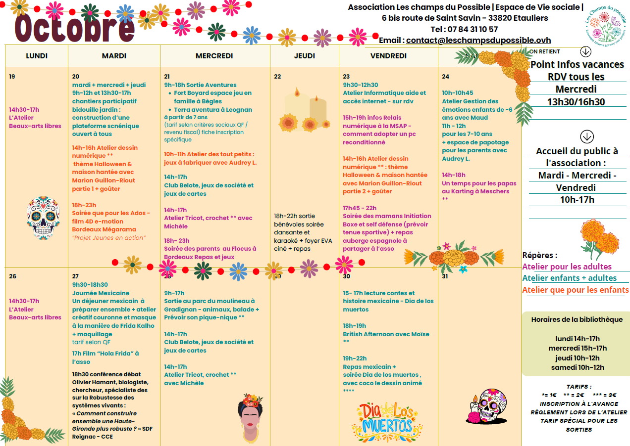 Programme du mois d'octobre "Les champs du possible"