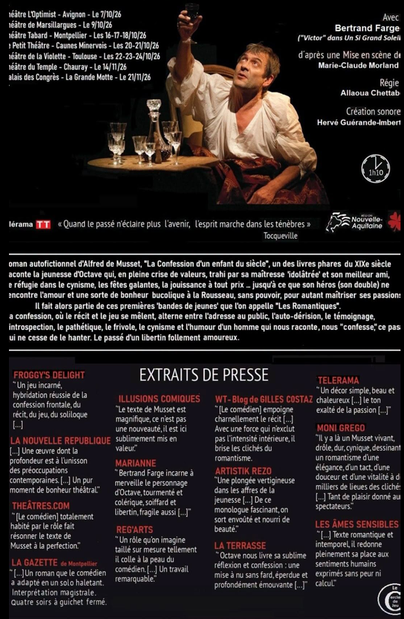 Adaptation d'un roman d'Alfred de Musset, " La Confession d'un enfant du siècle " à Chauray