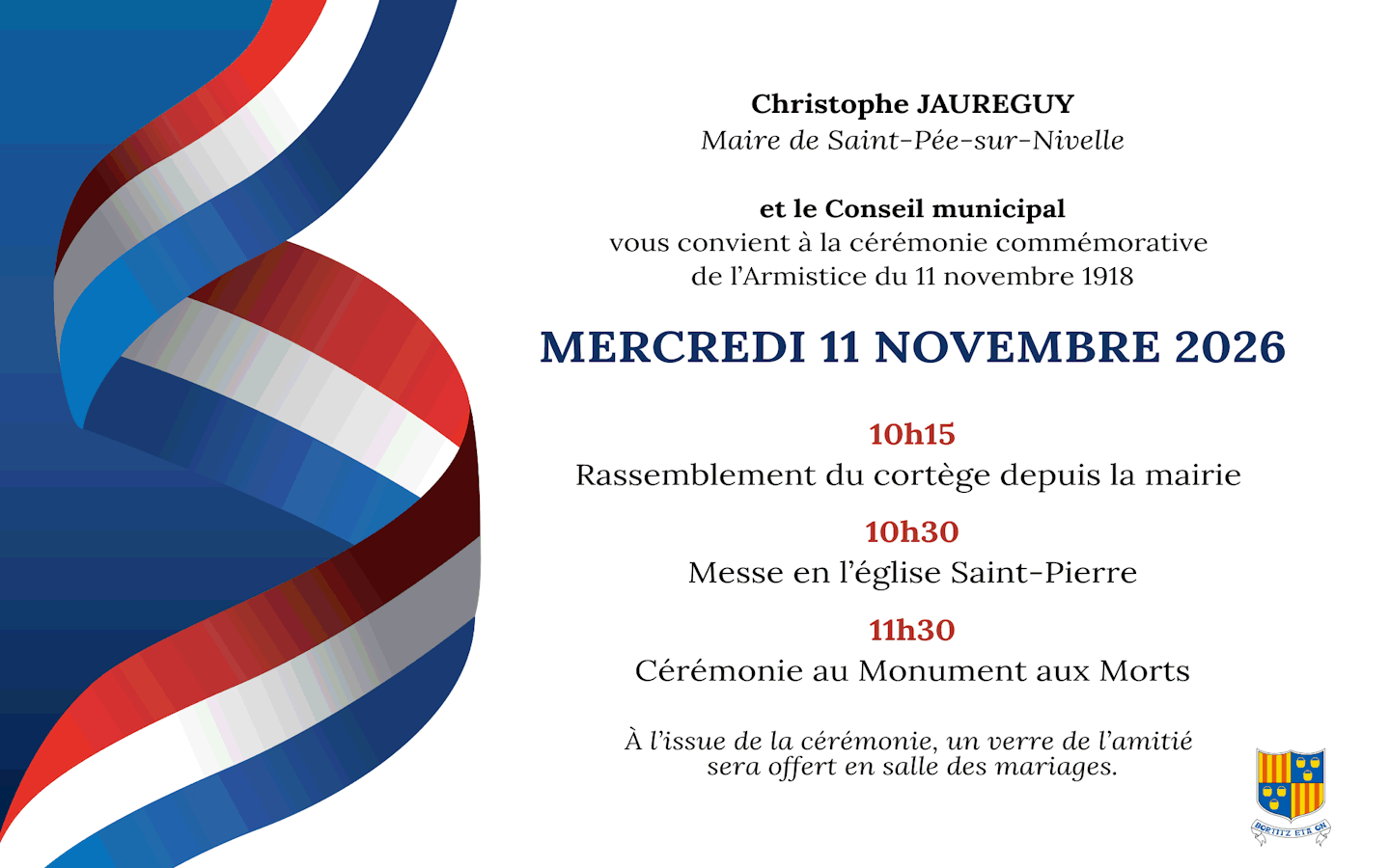 Cérémonie commémorative de l’Armistice du 11 novembre 1918