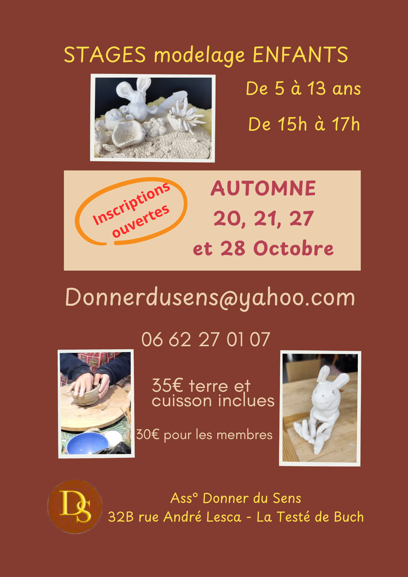 Stages de modelage terre cuite enfants