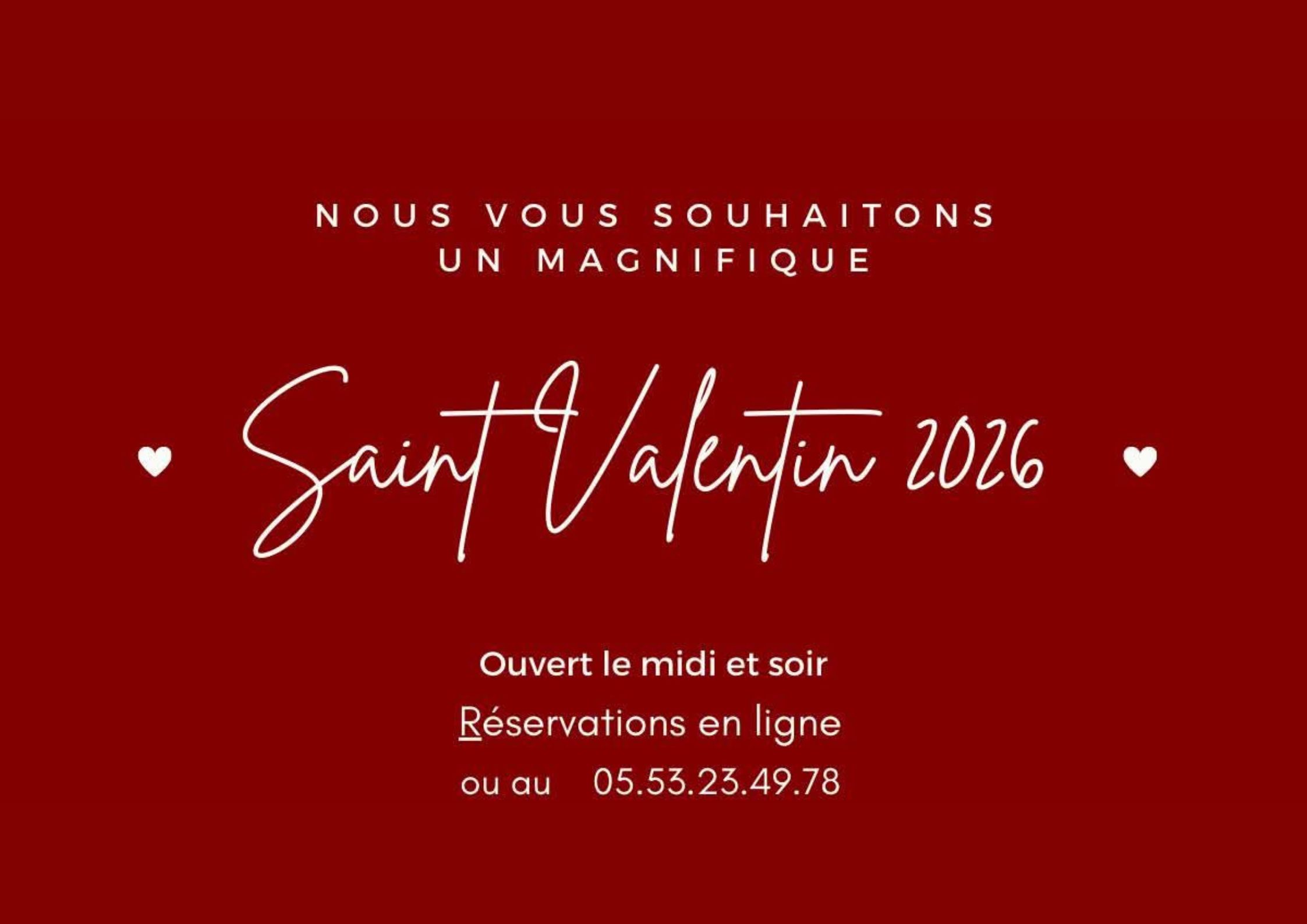 Restaurant L'Atelier | Menu de la Saint-Valentin - Diner