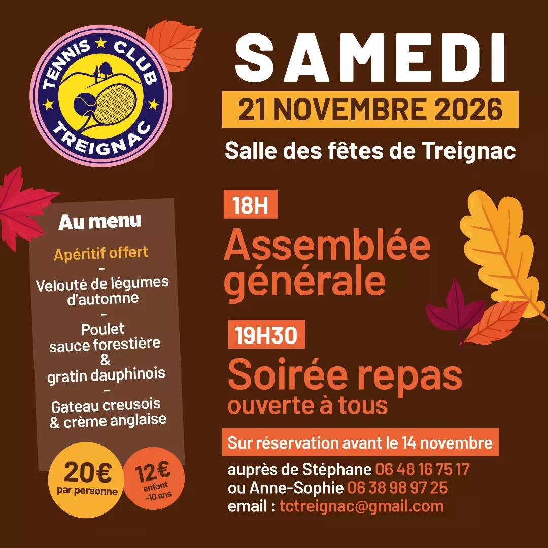 Soirée Repas du Tennis Club Treignac