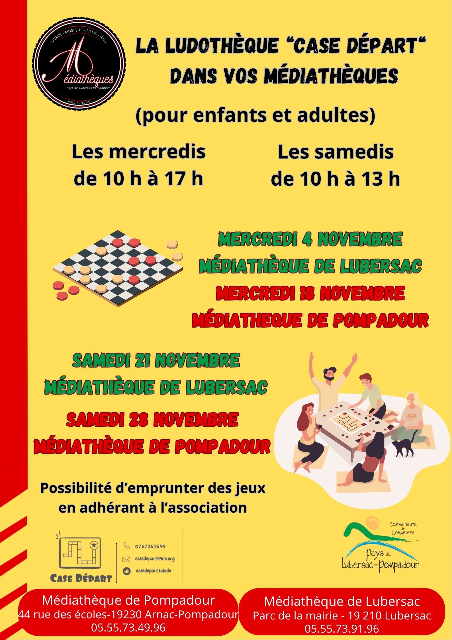 Ludothèque "case départ" à la médiathèque de Pompadour