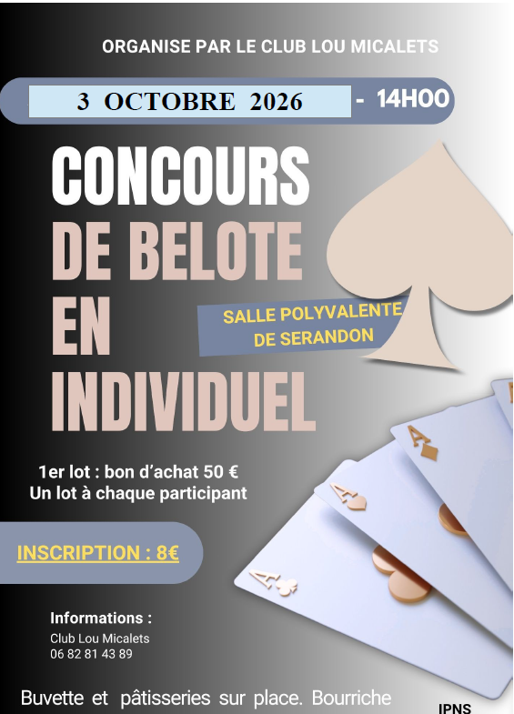 Concours de belote en individuel