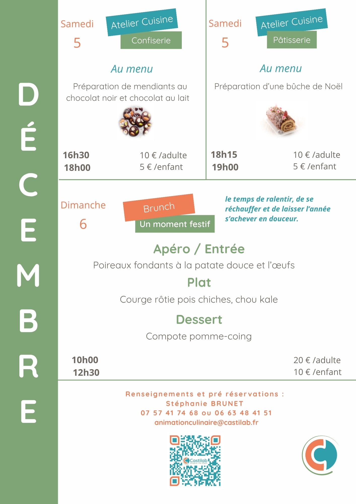 Ateliers culinaires décembre à Bio d'Ici