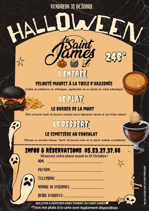 Menu Halloween | Le Saint James