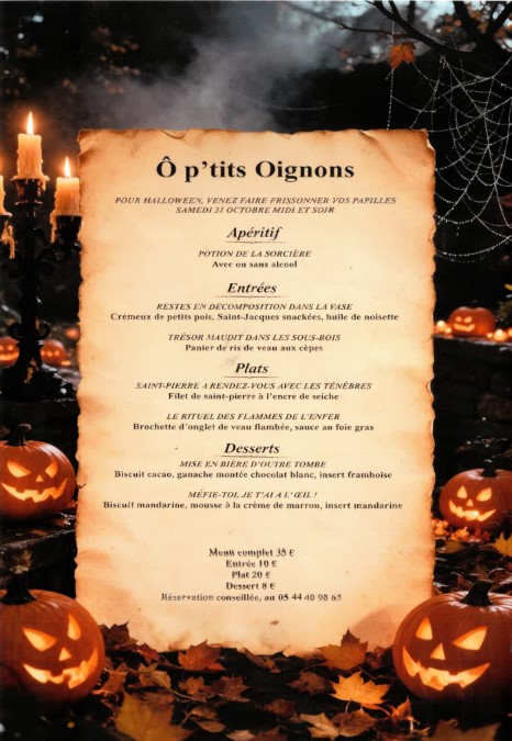Restaurant O'ptit Oignon - Menu d'Halloween