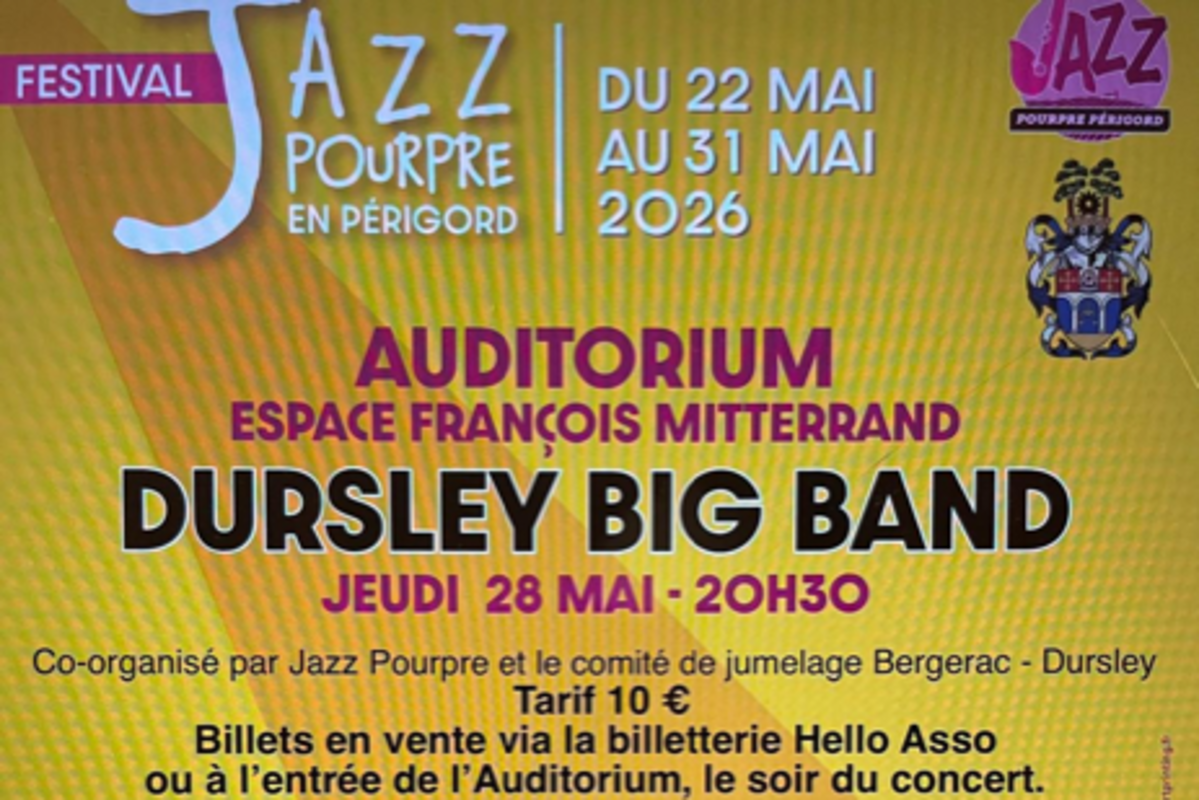 Festival Jazz Pourpre & Jumelage Bergerac | DURSLEY BIG BAND