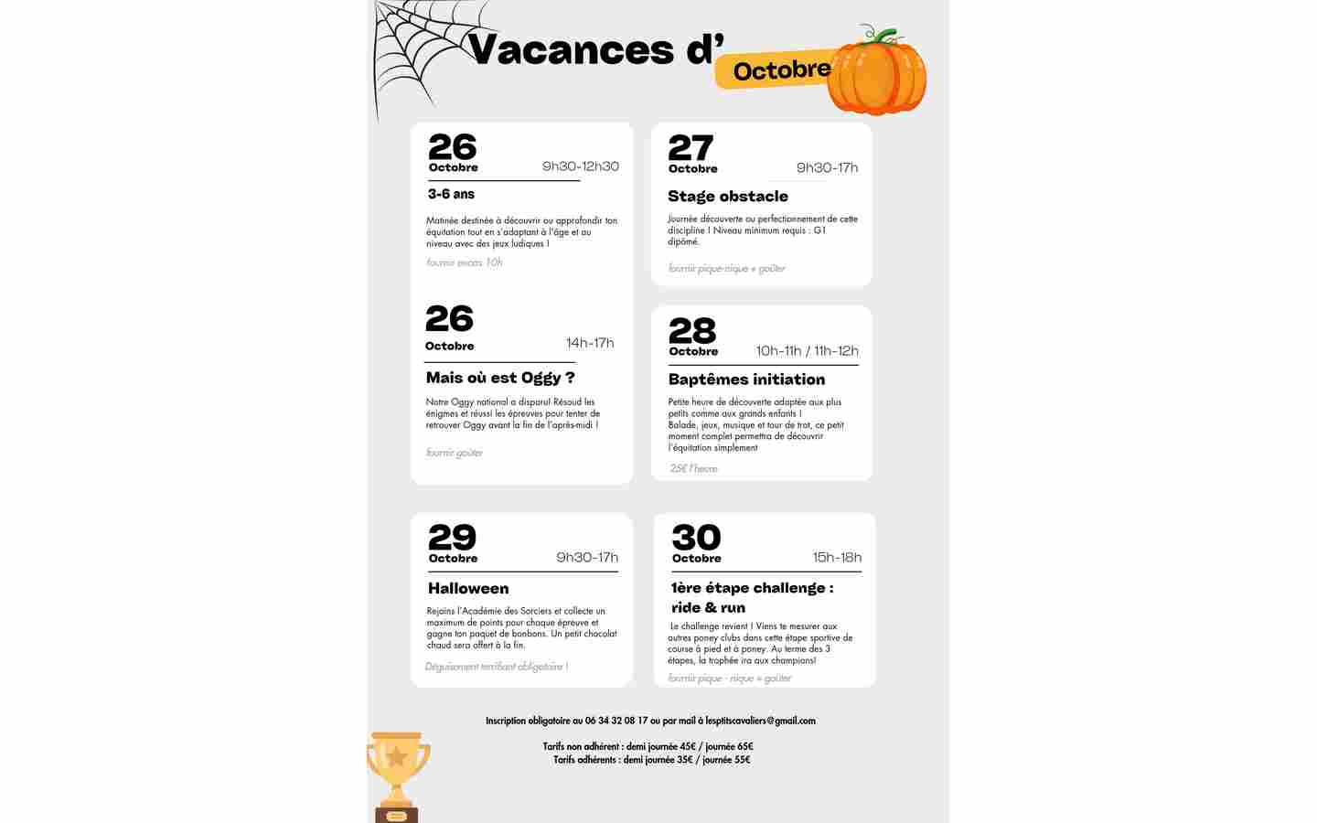 les P'tits cavaliers - animations vacances de la Toussaint