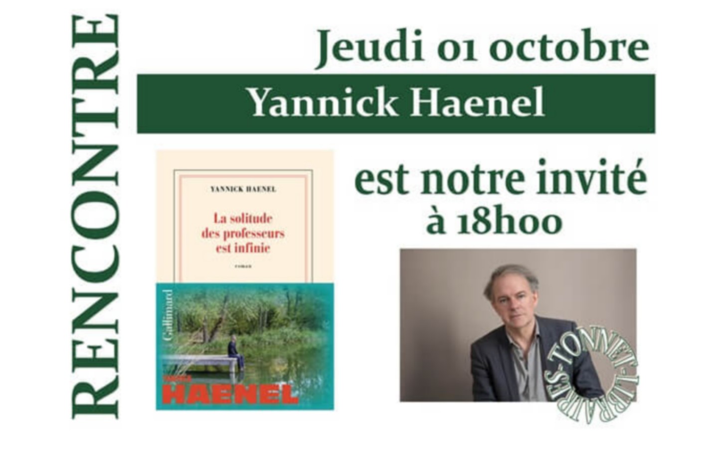 Tonnet: Rencontre avec Yannick Haenel